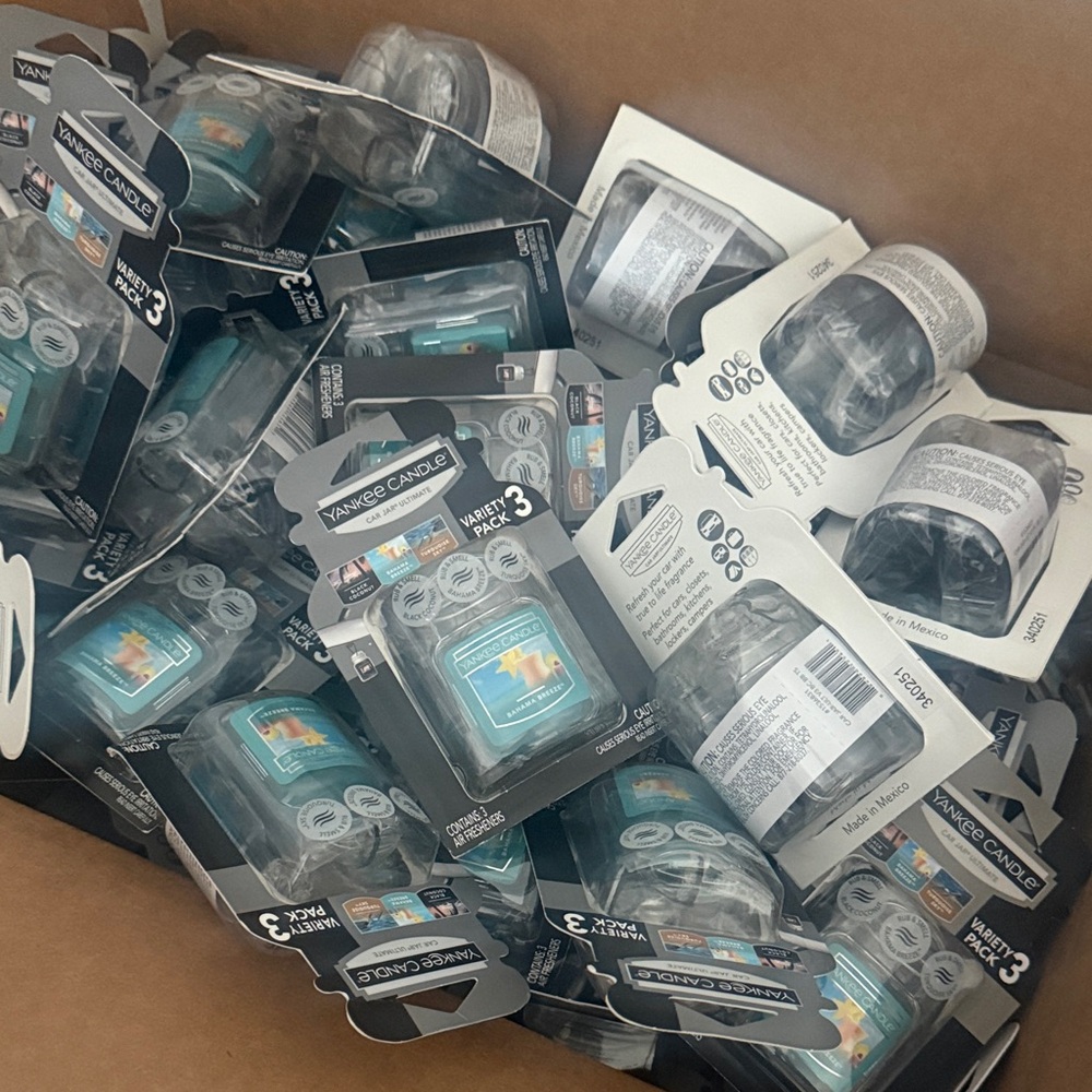 Lot of 25 Yankee Car Jar 3 packs. New, Sealed in package bulk reseller bundle